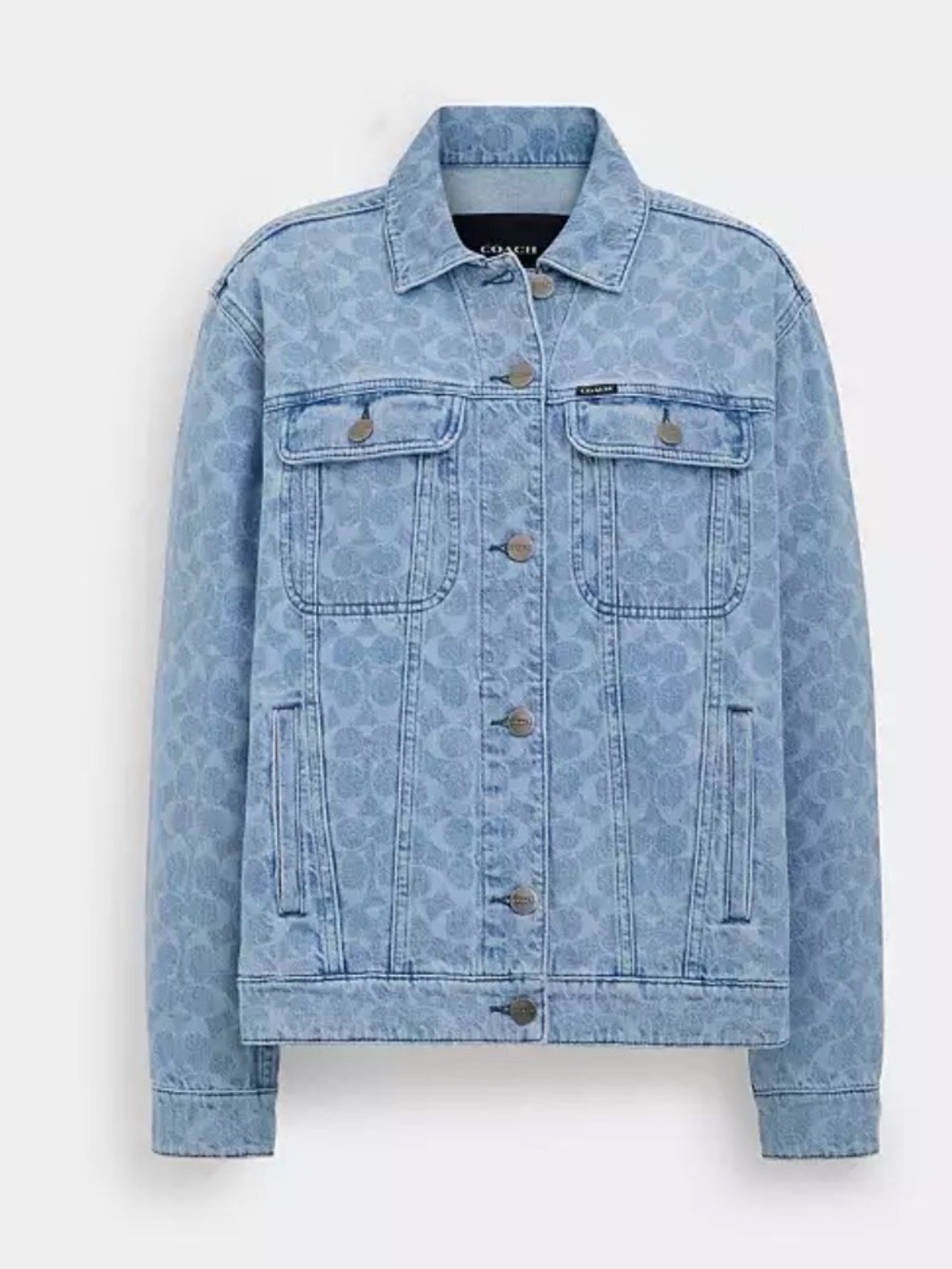 Coach Light Blue Logo-Print Denim Jacket